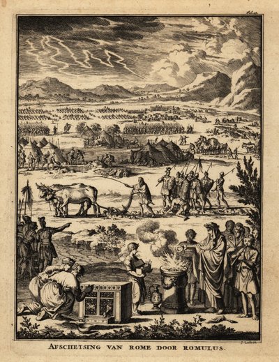 Un prêtre romain offre un sacrifice aux dieux lors de la construction - Netherlandish School