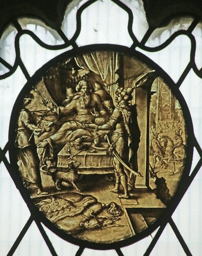 Médaillon : Le roi Assuérus avec Haman (le Livre d