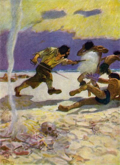 Illustration pour Robinson Crusoé - Newell Convers (after) Wyeth