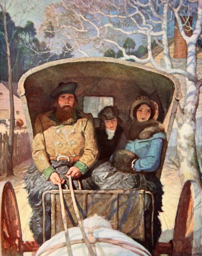 La famille Fraser bien habillée dans la calèche - Newell Convers (after) Wyeth