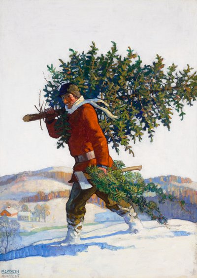 Arbre de Noël - Chadds Ford (illustration de couverture du magazine Popular) - Newell Convers Wyeth