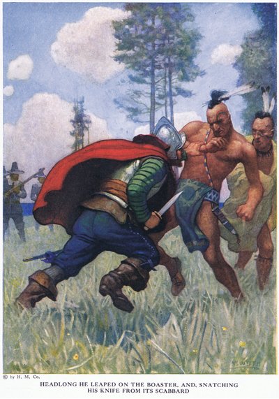 Il sauta tête baissée sur le vantard, et, arrachant son couteau de son fourreau - Newell Convers Wyeth