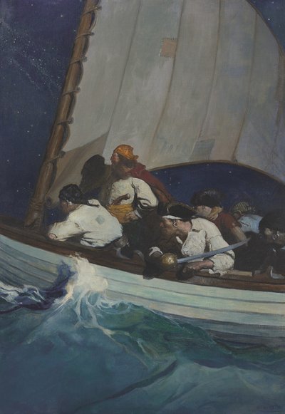 "Oh, les hommes de Morgan sont après vous; et Barbe Noire--le boucanier!..." - Newell Convers Wyeth
