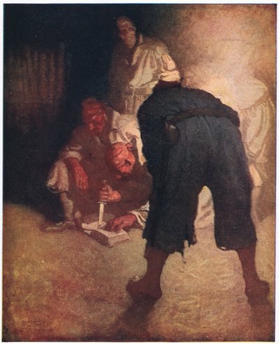 Le point noir : À mi-chemin de la pente vers le stockade, ils étaient rassemblés en groupe - Newell Convers Wyeth