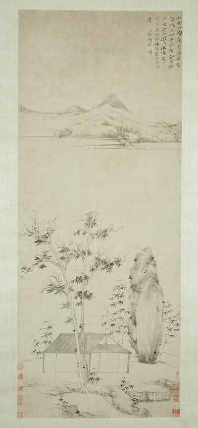 Pensées poétiques dans un pavillon forestier 林堂詩思圖 - Ni Zan