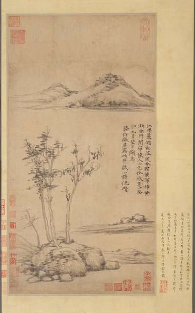 Vent parmi les arbres sur la rive, 1363 - Ni Zan