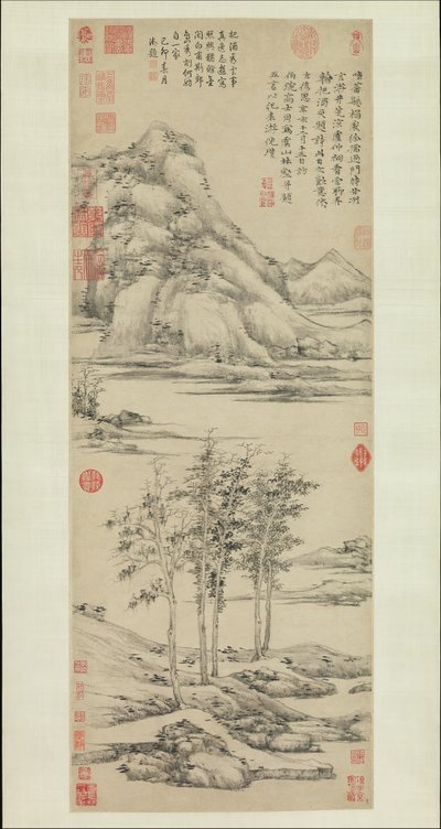 Bois et vallées du mont Yu, daté 1372 - Ni Zan