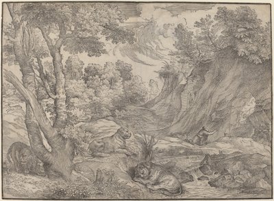 Saint Jérôme dans le désert - Niccolò Boldrini after Titian