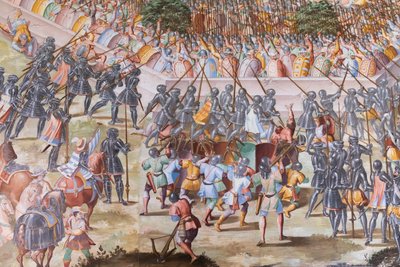 Détail de la fresque dans la Salle des Batailles de la Bataille de La Higueruela en 1431 - Niccolo Granello