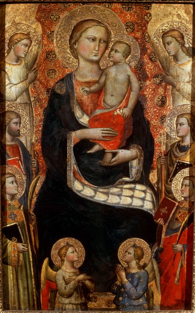 Madone avec enfant, saints et anges, fin 14ème ou début 15ème siècle - Niccolo di Pietro Gerini