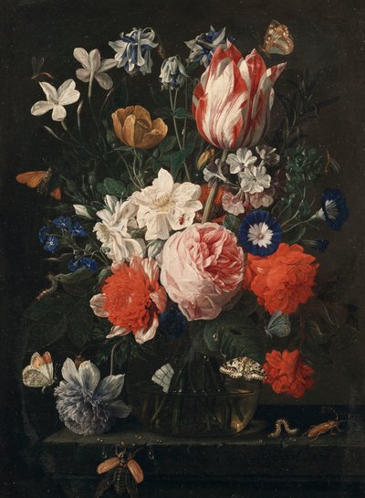 Une rose, une tulipe, liseron et d