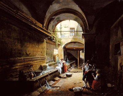 La maison de lavage du couvent (huile sur toile) - Nicholas Ambroise Chatelin