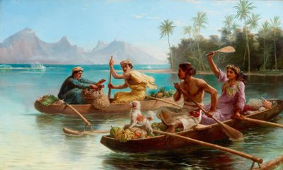 N.Chevalier, Course au marché, Tahiti - Nicholas Chevalier