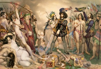 Conquête du Mexique : Hernando Cortes détruisant sa flotte à Vera Cruz, 1519 - Nicholas Eustache Maurin