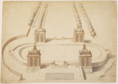 Conception pour un terrain de bowling, Hampton Court, vers 1689-91 - Nicholas Hawksmoor