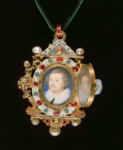 Le bijou Gresley, avec des portraits miniatures de Sir Thomas Gresley et de sa fiancée Catherine Walsingham - Nicholas Hilliard