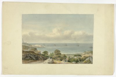 Paysage marin méditerranéen avec port - Nicholas Pocock