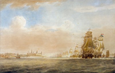 La flotte britannique au large du château de Kronborg, Elsinore, 28 mars 1801 [avant la bataille de Copenhague] - Nicholas Pocock