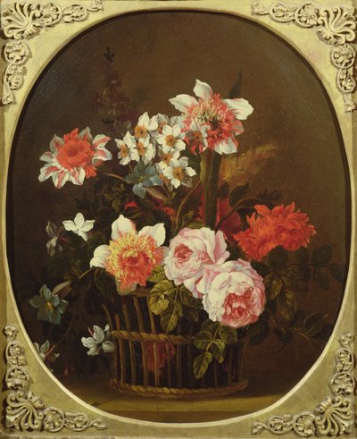 Nature morte de fleurs dans un panier, 18ème siècle - Nicholas Ricoeur