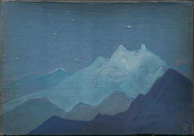 Himalayas, montagnes au clair de lune, esquisse, 1933 - Nicholas Roerich