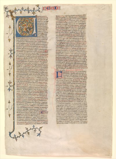 Initiale V du commentaire de Néhémie, une des six feuilles illustrées..., vers 1360-1380 - Nicholas of Lyra
