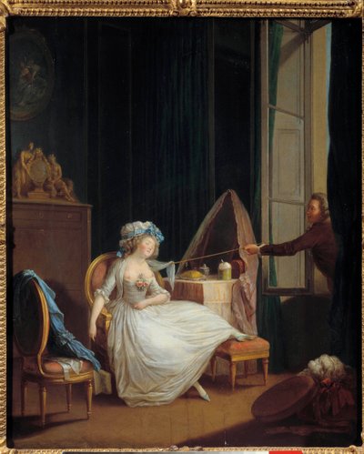 Amour frivole Un homme découvrant la poitrine d