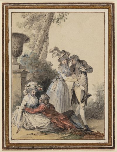 Deux couples galants dans un jardin, l