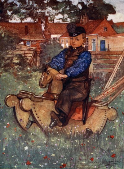 Un garçon de Veere à califourchon sur un cheval à bascule, 1904 - Nico Jungman