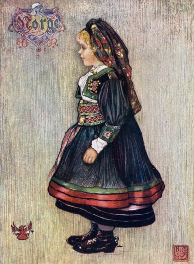 Norvège : Fille de Saetersdalen en costume national - Nico Jungman
