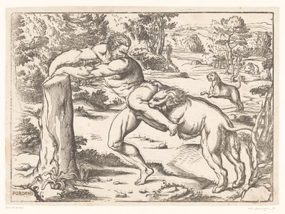 Milon de Crotone attaqué par un lion - Nicolò Boldrini (attributed to)