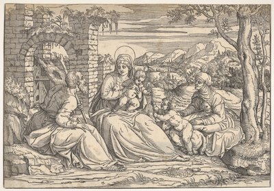 La Sainte Famille avec les saints Élisabeth et Jean - Nicolò Boldrini
