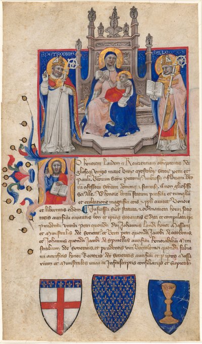 Madone et Enfant en trône entre les saints Pétrone et Alle (Éloi) ; Christ dans l