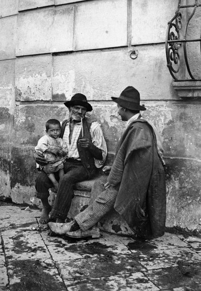 Vieil homme avec une pipe, homme et enfant - Nicola Biondi