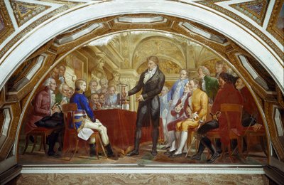 Alessandro (Alexandre) Volta (1745-1827) présenté en 1801 au consul Napoléon Bonaparte (1769-1821) à l