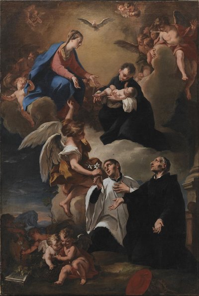 Le Saint-Esprit, les anges et la Vierge avec les saints Marc, Stanislas Kostka (tenant l