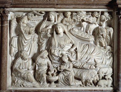 Annonciation et nativité Chaise réalisée par Nicola Pisano (1215/20-1278/84) 1260 Baptistere Saint Jean de Pise (Battistero san Giovanni di Pisa), Italie - Nicola Pisano