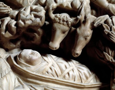 Art et architecture gothique : la nativité - Détail des bas-reliefs du pupitre en marbre réalisé par Nicola Pisano entre 1266 et 1268 - Nicola Pisano