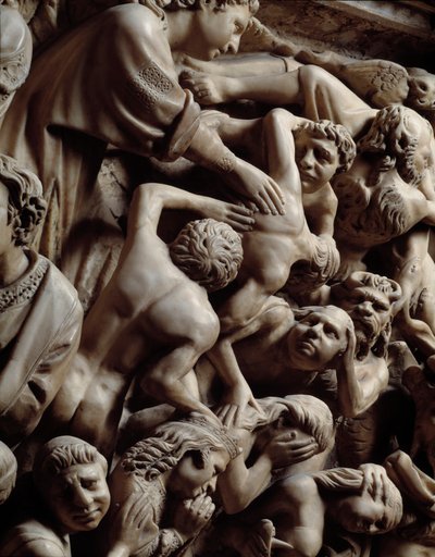 Art gothique : Jugement dernier, Damnés en enfer, Détail des reliefs de la chaire - Nicola Pisano