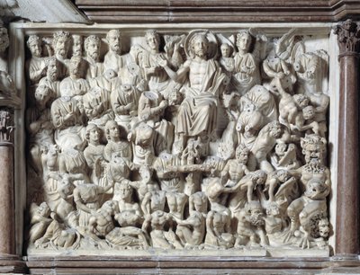 Le Jugement dernier (Jugement dernier) Chaire réalisée par Nicola Pisano (1215/20-1278/84) (Chaire en marbre) 1260 Baptistère Saint-Jean de Pise (Battistero san Giovanni di Pisa), Italie - Nicola Pisano