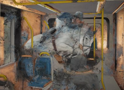 Cheval blanc sautant sur un train, 2023 - Nicola Pucci