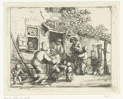 Deux musiciens de rue devant une maison - Nicolaas Albrecht