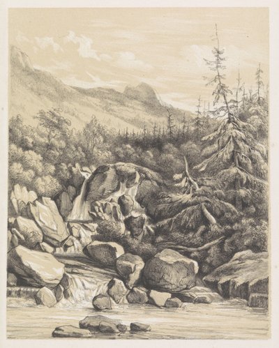 Paysage montagneux avec cascade - Nicolaas Barnouw