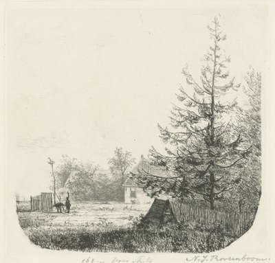 Paysage boisé avec un nid de cigognes - Nicolaas Johannes Roosenboom