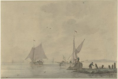 Eau calme avec bateau amarré - Nicolaas Wicart