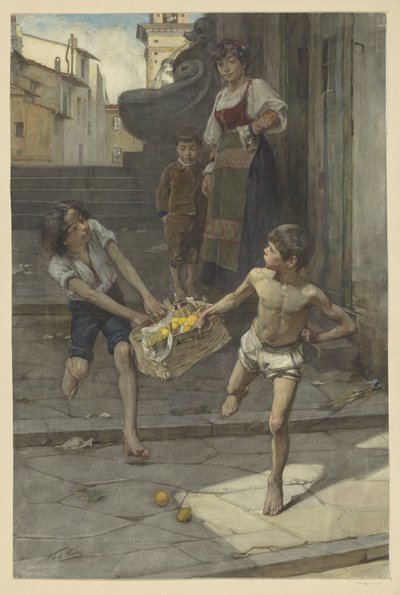 Scène de rue dans une ville italienne - Nicolaas van der Waay