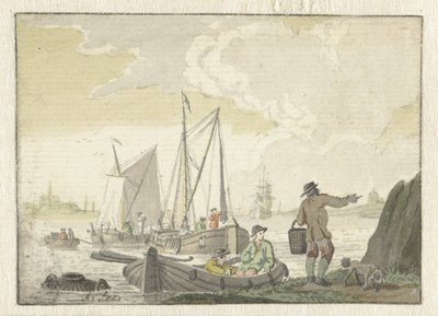 Vue de rivière avec bateaux - Nicolaes Aartman