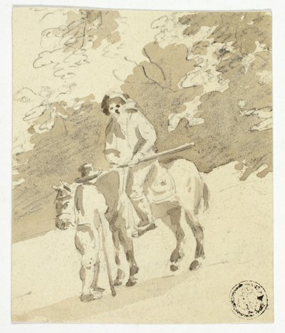 Homme à cheval discutant avec un homme à pied - Nicolaes Berchem