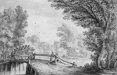 Paysage avec une charrette traversant un pont - Nicolaes Jansz  Visscher