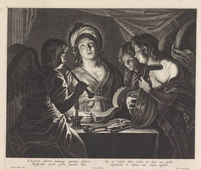 Sainte Cécile avec trois anges musiciens - Nicolaes Lauwers