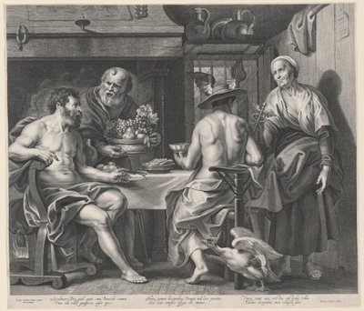 Jupiter et Mercure reçus par Philémon et Baucis - Nicolaes Lauwers, after Jacob Jordaens